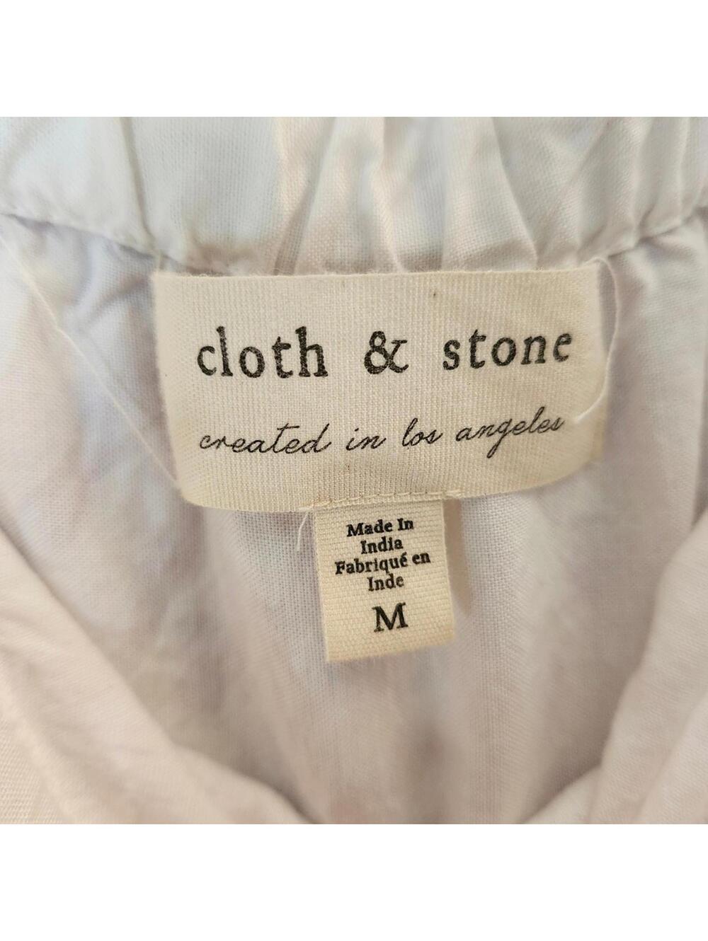 Cloth & Stone White Tencel Jumpsuit Fringe Hem Strapless Belted Size M
